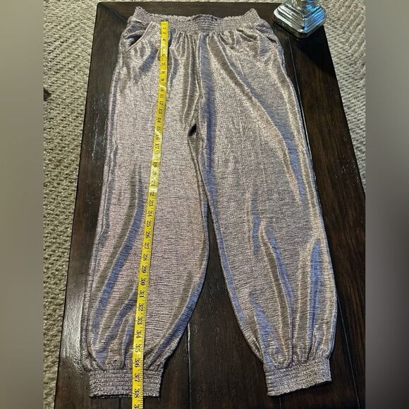 Anthropologie Melora Metallic Rose Gold Joggers Womens Size Small EUC - Picture 2 of 5